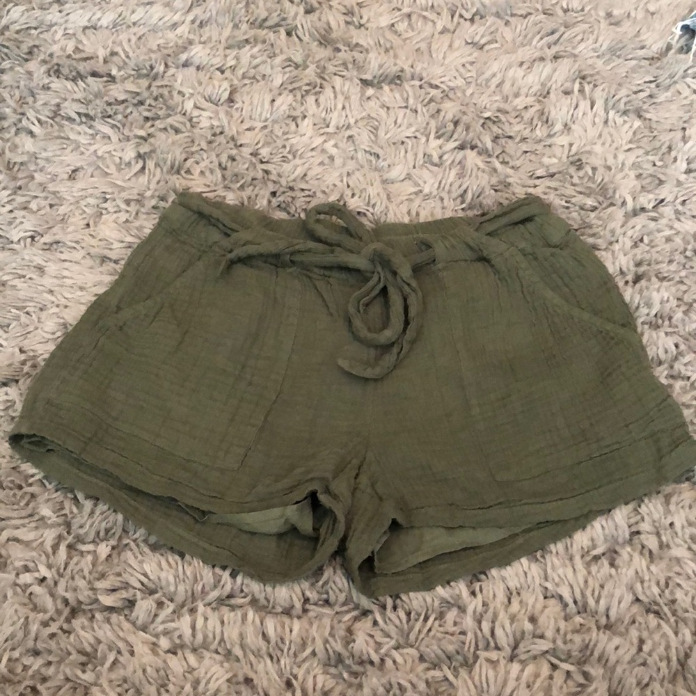 Army green beach shorts